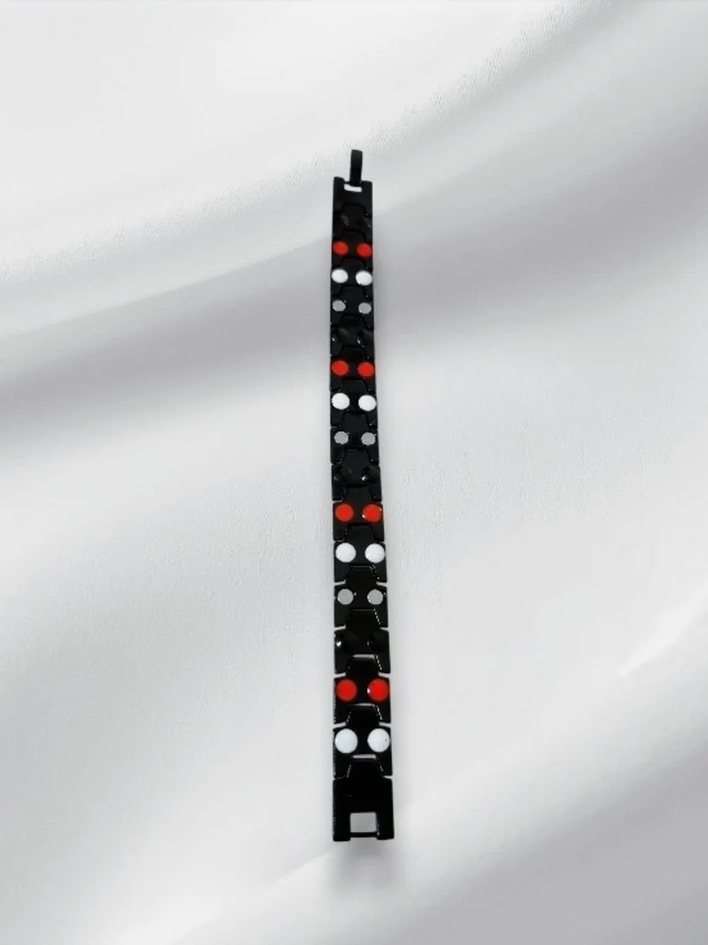 Sleek Black Stainless Steel Hex-Link Magnetic Therapy Bracelet Wrist Size 3.9-in